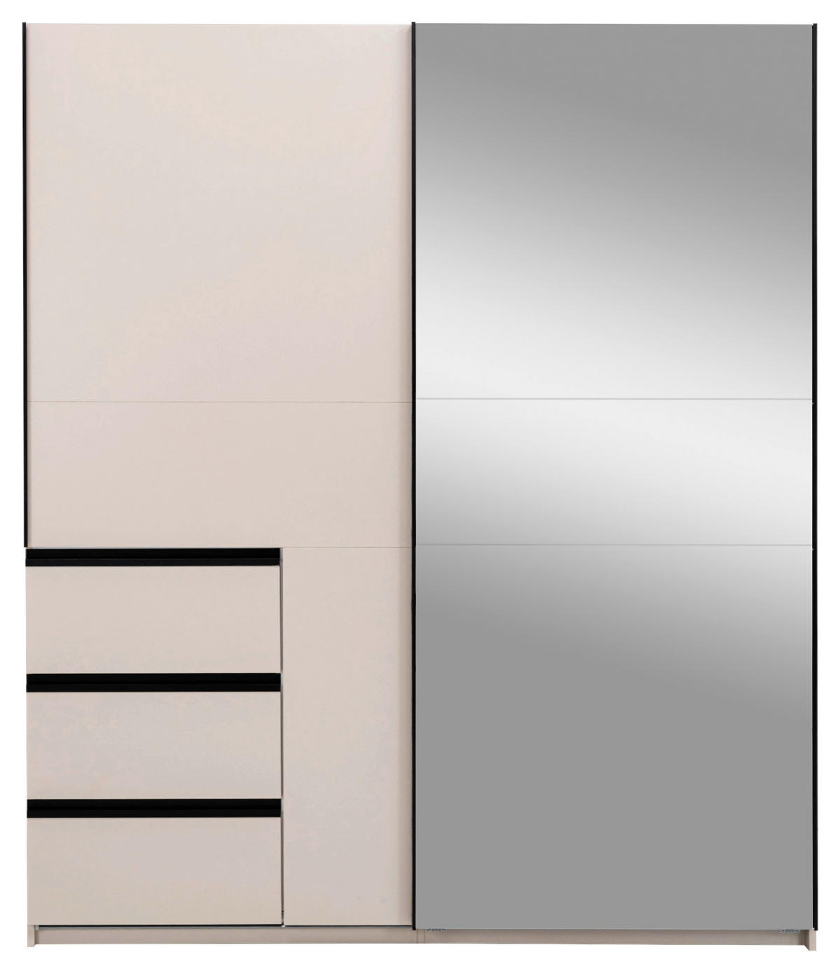 SCHIEBETÜRENSCHRANK 175/205/61,5 cm 2-türig Kaschmir  - Kaschmir/Schwarz, MODERN, Holzwerkstoff/Metall (175/205/61,5cm) - MID.YOU