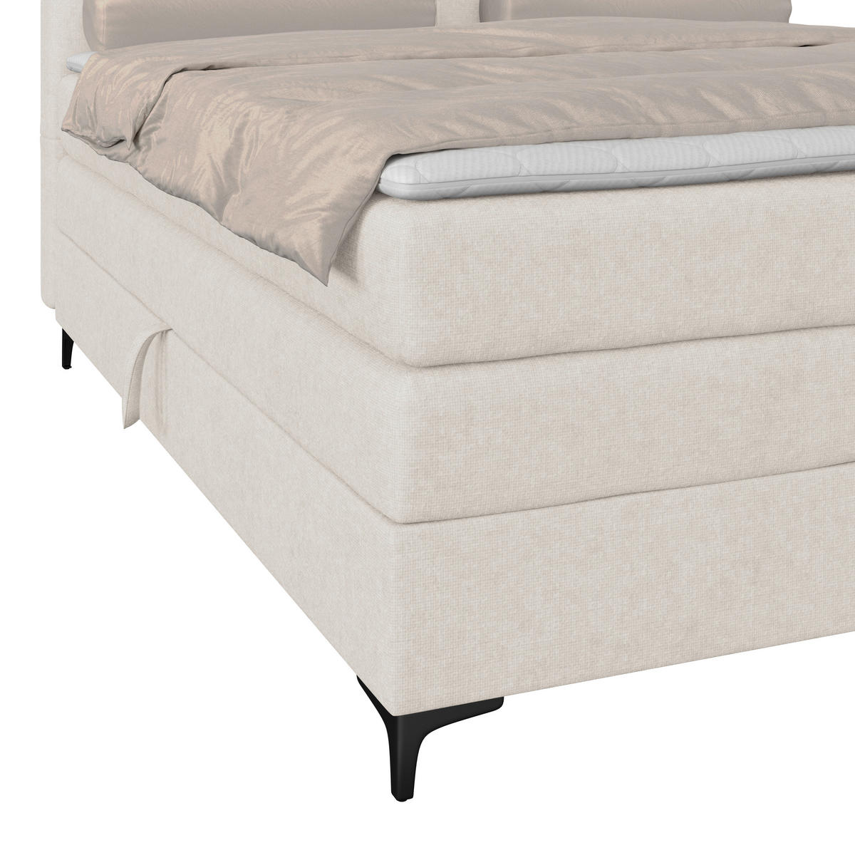 BOXSPRINGBETT 140/200 cm,  in Creme, H3 = fest  - Creme/Schwarz, KONVENTIONELL, Kunststoff/Textil (140/200cm)