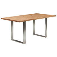 ESSTISCH in Holz 160/90/75 cm  - Edelstahlfarben/Eichefarben, Natur, Holz/Metall (160/90/75cm) - Linea Natura