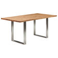 ESSTISCH 160/90/75 cm Echtholz  Holz in verschiedenen Größen erhältlich rechteckig Eichefarben  - Edelstahlfarben/Eichefarben, Natur, Holz/Metall (160/90/75cm) - Linea Natura