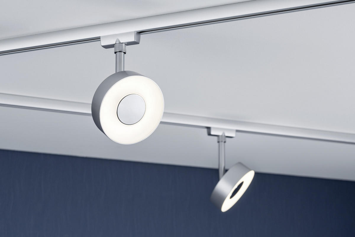 SCHIENENSYSTEM-STRAHLER URail   - Chromfarben, Basics, Kunststoff/Metall (9,8/14,7/5cm) - Paulmann