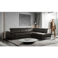 ECKSOFA  in Lederlook Echtleder Dunkelbraun  274/220 cm  - Dunkelbraun/Schwarz, Design, Leder/Textil (274/220cm) - Livetastic