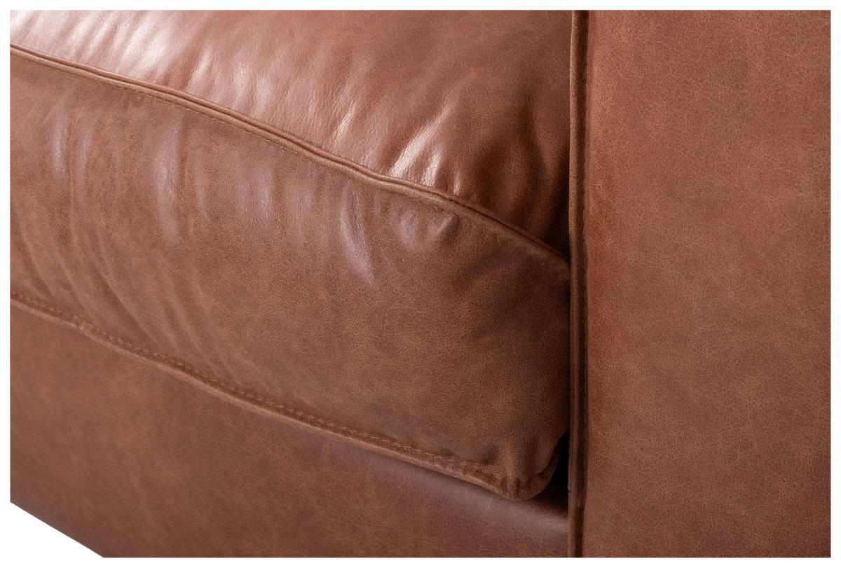 SCHLAFSOFA in Echtleder Cognac  - Cognac/Dunkelbraun, Design, Leder/Holz (203/85/99cm) - MID.YOU