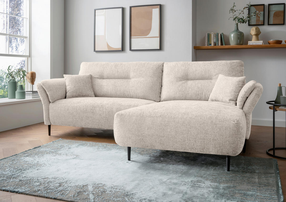 ECKSOFA in Struktur Weiss  - Weiss/Schwarz, Modern, Holz/Textil (269/172cm) - MID.YOU