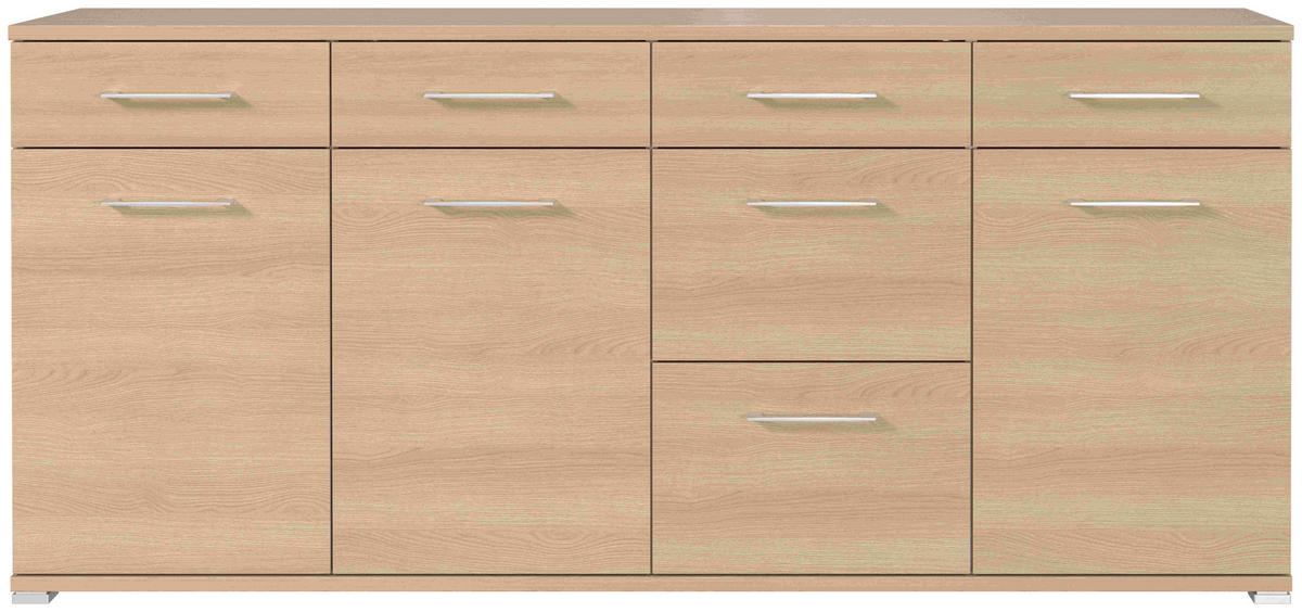 SIDEBOARD  in 192/87/40 cm  - Eichefarben/Silberfarben, KONVENTIONELL, Holzwerkstoff/Kunststoff (192/87/40cm)