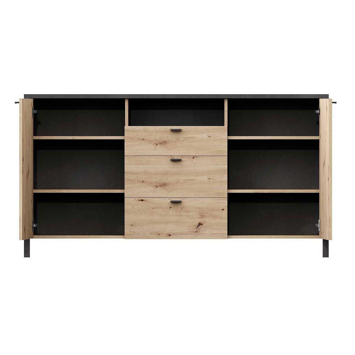 SIDEBOARD  in 164/92/41 cm  - Schwarz/Eiche Artisan, KONVENTIONELL, Holzwerkstoff/Kunststoff (164/92/41cm) - MID.YOU