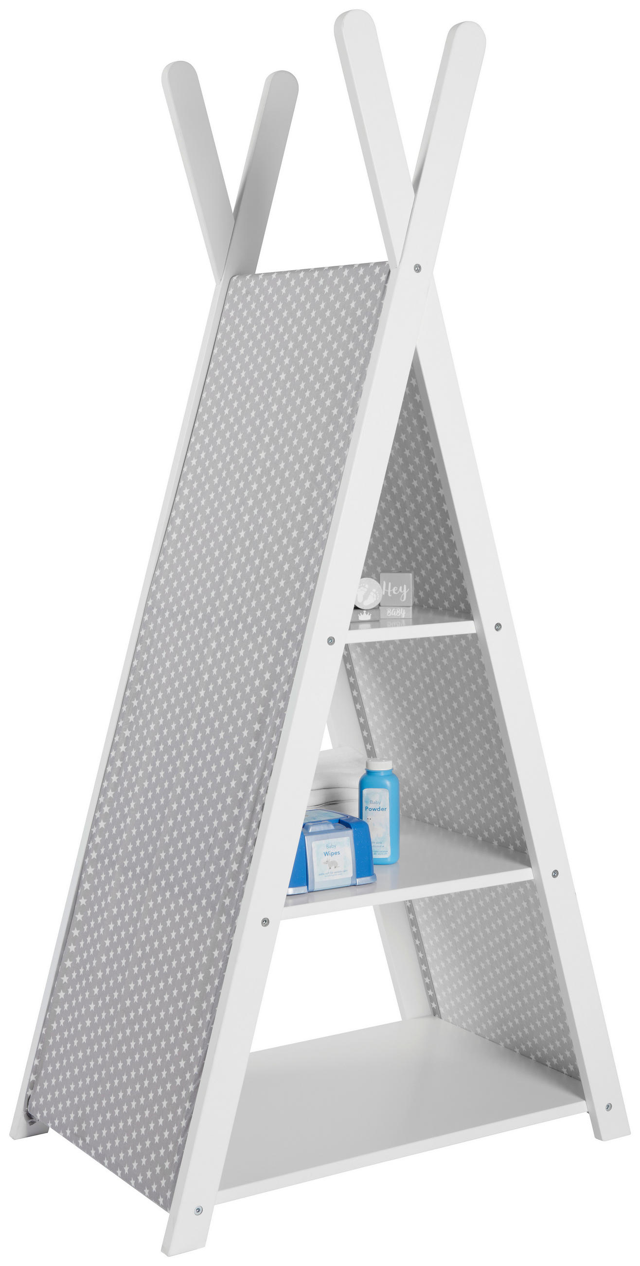 DJEČJI REGAL Tipi - bijela/siva, Basics, drvni materijal/tekstil (65/43,7/135cm) - My Baby Lou