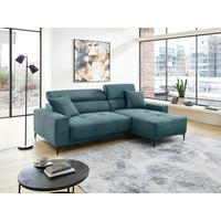 ECKSOFA Cord Petrol  - Petrol/Schwarz, Basics, Textil/Metall (250/183cm) - Livetastic