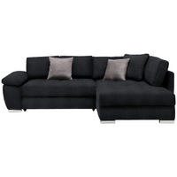 ECKSOFA in Webstoff Schwarz, Grau  276/212 cm  - Chromfarben/Anthrazit, Design, Kunststoff/Textil (276/212cm) - Carryhome