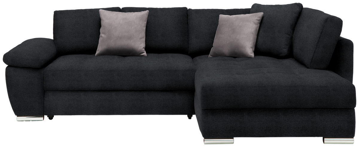 ECKSOFA in Webstoff Schwarz, Grau  276/212 cm  - Chromfarben/Anthrazit, Design, Kunststoff/Textil (276/212cm) - Carryhome