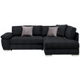 ECKSOFA  in Webstoff Schwarz, Grau  276/212 cm  - Chromfarben/Anthrazit, Design, Kunststoff/Textil (276/212cm) - Carryhome