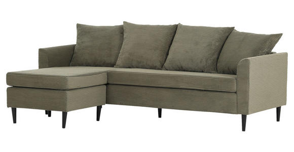 ECKSOFA Dunkelgrün Cord  - Dunkelgrün/Schwarz, KONVENTIONELL, Holz/Textil (150/218cm) - Carryhome