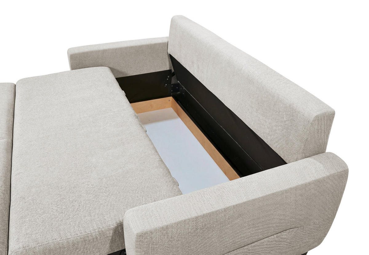 SCHLAFSOFA Webstoff Perlmutt  - Perlmutt/Schwarz, Modern, Holz/Textil (192/83/99cm) - MID.YOU