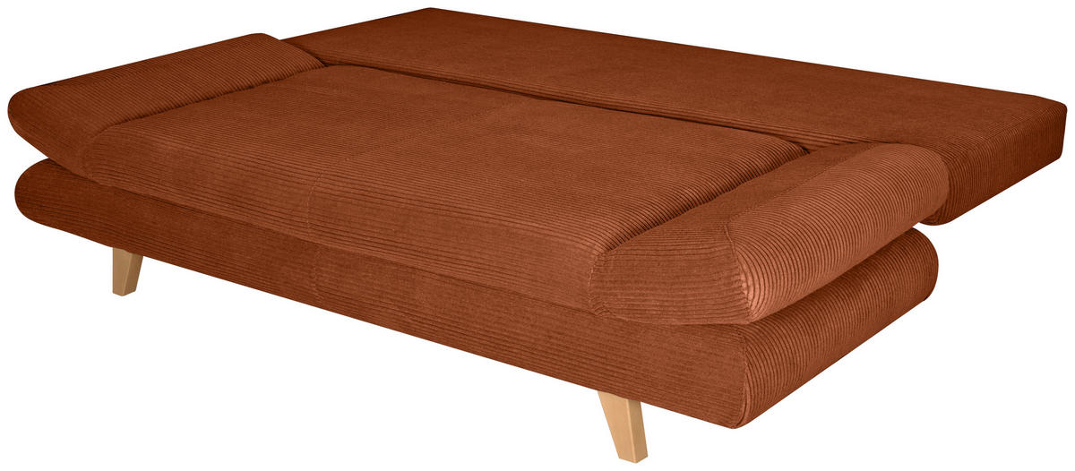 SCHLAFSOFA Cord Rostfarben  - Rostfarben/Buchefarben, KONVENTIONELL, Holz/Textil (200/75/85cm) - Carryhome