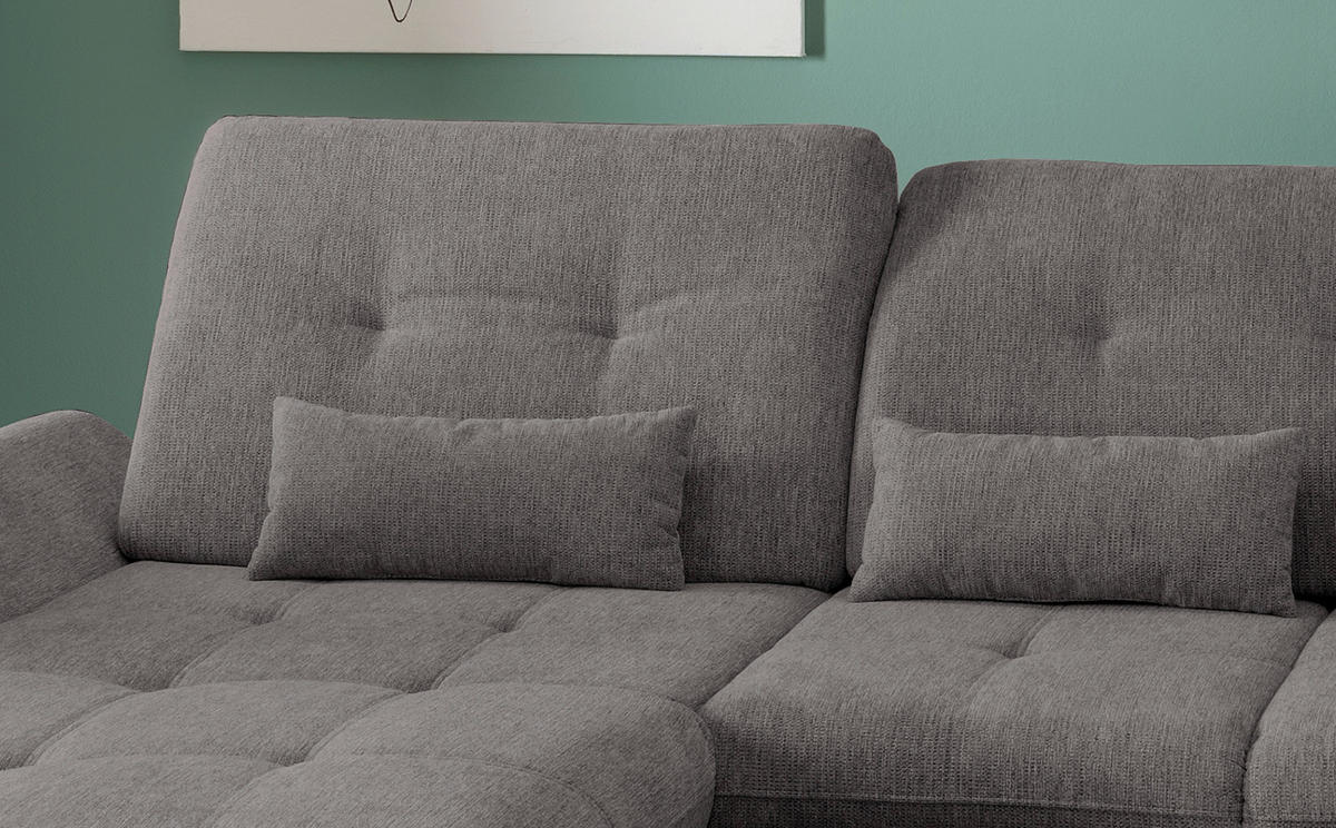 WOHNLANDSCHAFT in Chenille Braun, Grau  - Chromfarben/Braun, Design, Textil/Metall (195/376/254cm) - Livetastic