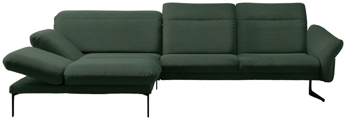 ECKSOFA in Webstoff Grün  - Anthrazit/Grün, Design, Textil/Metall (203/299cm) - Himolla