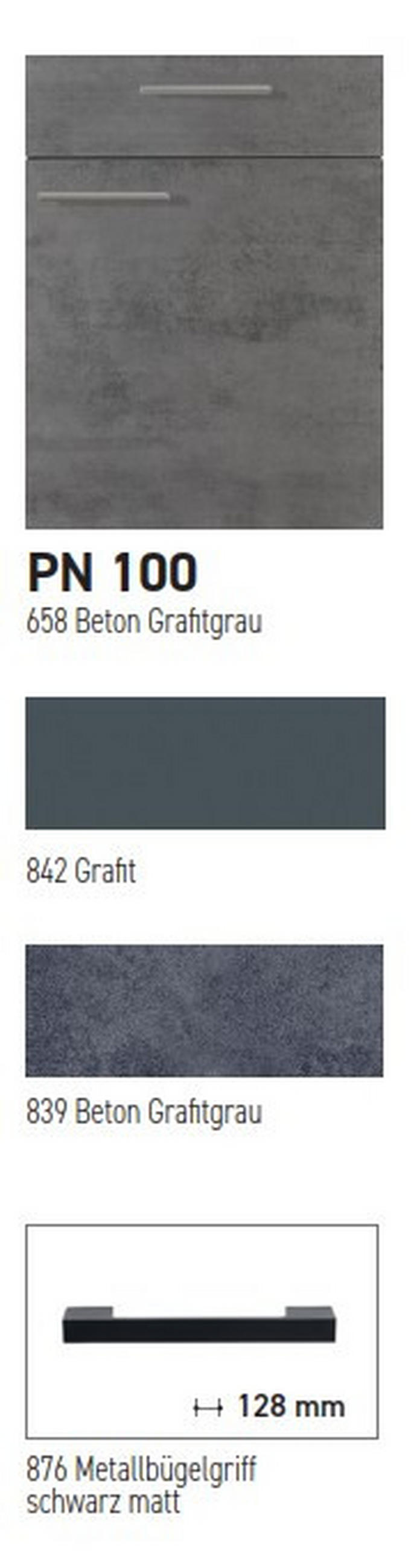 KÜCHENBLOCK PN 100 270 cm  in Graphitfarben  - Schwarz/Graphitfarben, Design, Holzwerkstoff/Metall (270cm) - Pino