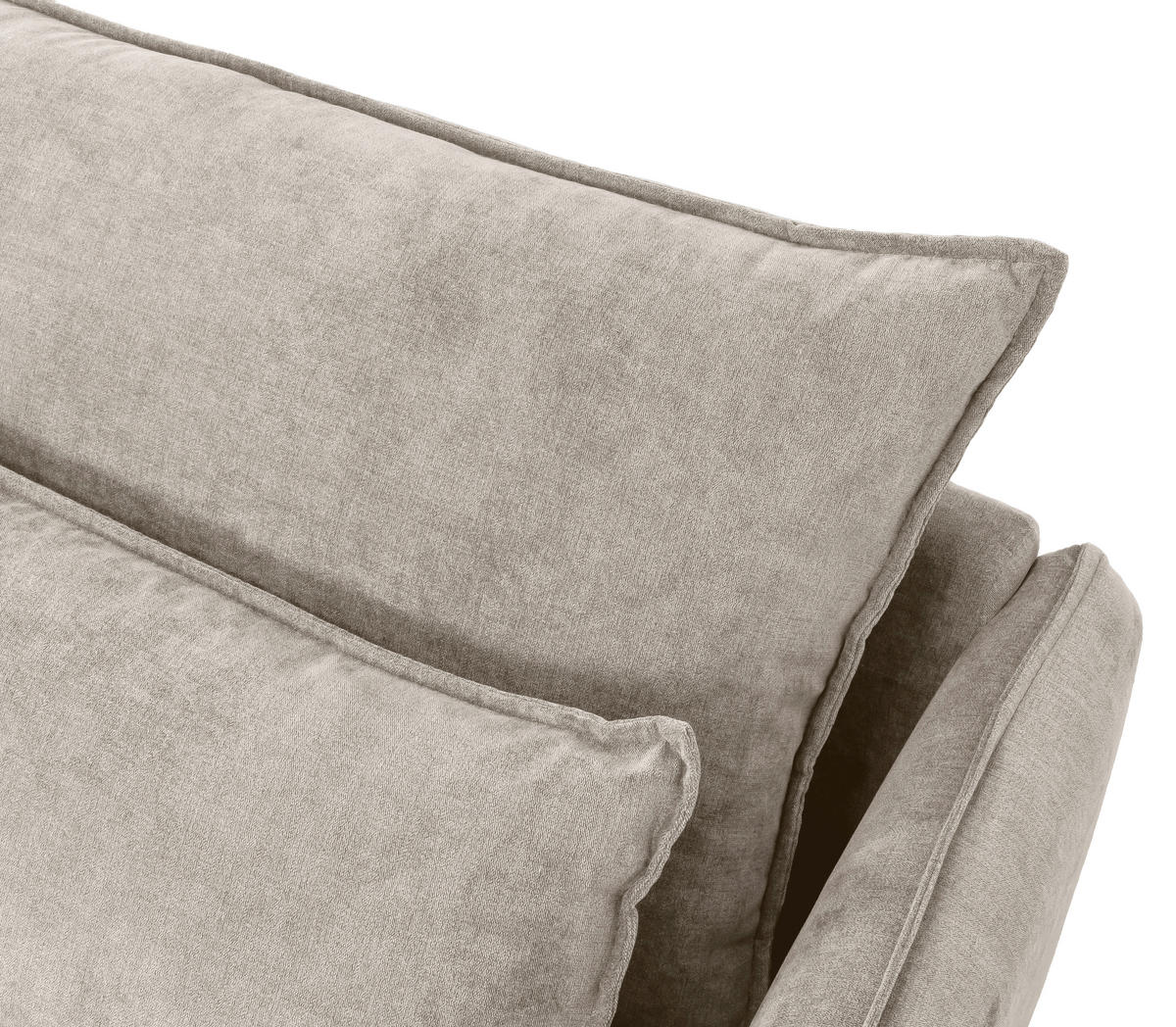 ECKSOFA in Webstoff Beige  - Beige/Schwarz, Design, Textil/Metall (338/165cm) - Livetastic
