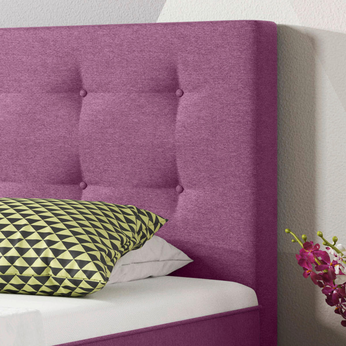 BOXSPRINGBETT 90/200 cm  in Pink  - Pink/Silberfarben, KONVENTIONELL, Textil/Metall (90/200cm) - MID.YOU