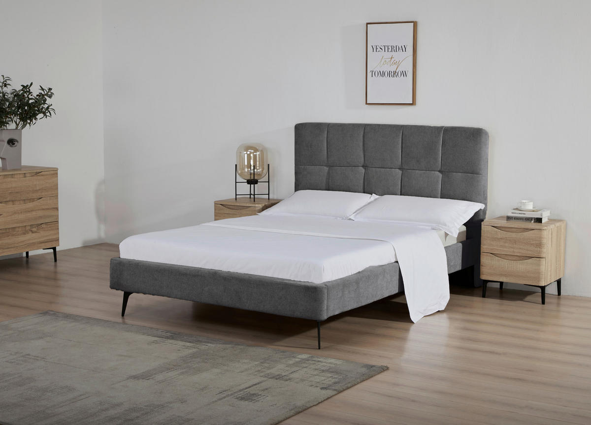 POLSTERBETT 140/200 cm  in Dunkelgrau  - Dunkelgrau/Schwarz, Design, Holz/Textil (140/200cm) - Boxxx