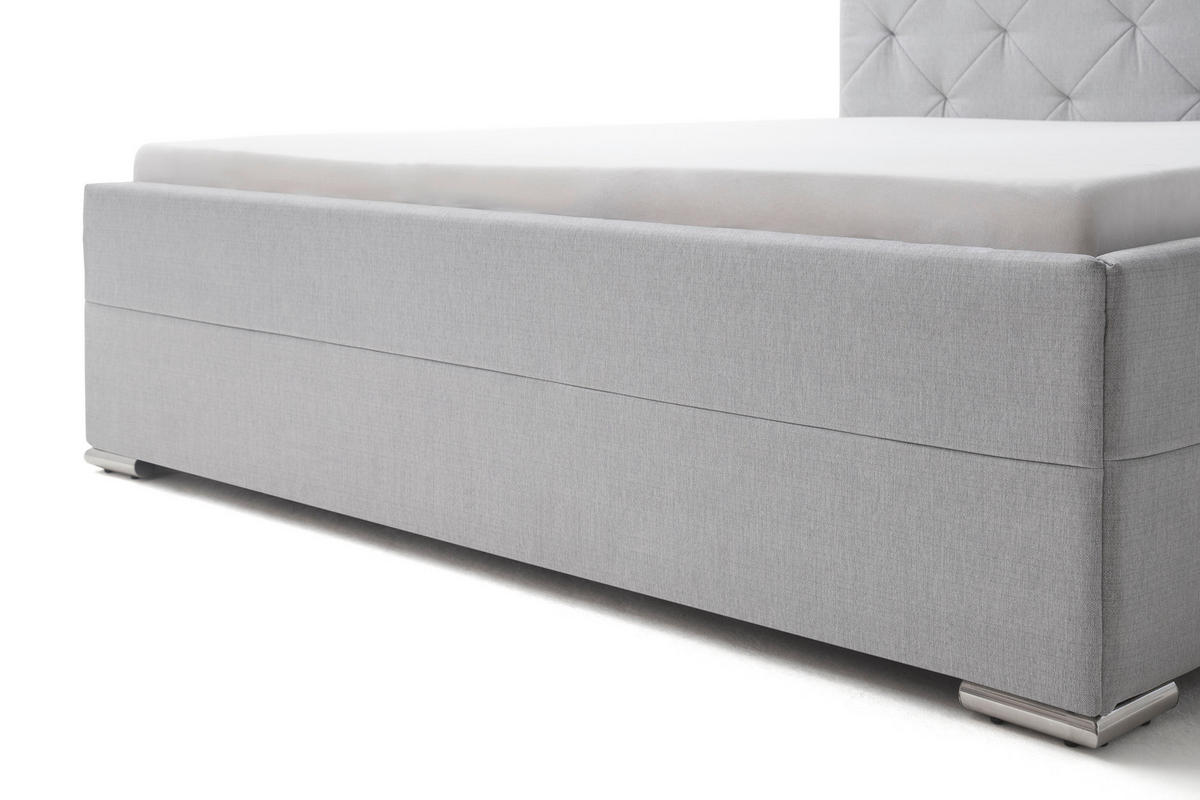 POLSTERBETT CHICAGO 180/200 cm  in Hellgrau  - Chromfarben/Hellgrau, KONVENTIONELL, Textil/Metall (180/200cm) - Livetastic