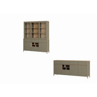 WOHNWAND 2-teilig  in Eukalyptusholzfarben   - Eukalyptusholzfarben/Eichefarben, Design, Holzwerkstoff - MID.YOU
