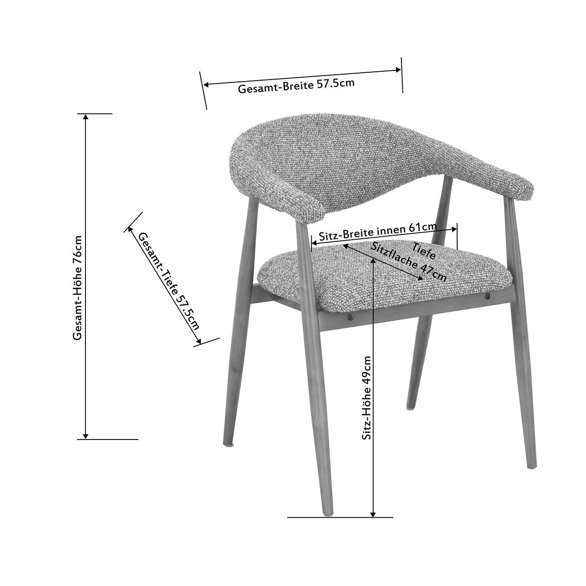 ARMLEHNSTUHL  Stoffauswahl Bouclé  Dunkelbraun, Walnussfarben  - Dunkelbraun/Walnussfarben, Design, Textil/Metall (58/78/60cm) - Lomoco