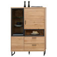 HIGHBOARD  in 95/139/38 cm  - Dunkelgrau/Eichefarben, KONVENTIONELL, Glas/Holz (95/139/38cm) - Cantus