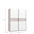 SCHWEBETÜRENSCHRANK  in Eichefarben, Weiß Hochglanz  - Eichefarben/Weiß Hochglanz, Basics, Holzwerkstoff/Metall (170,3/209,7/61,2cm) - Carryhome