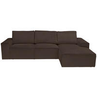 ECKSOFA Braun Chenille  - Schwarz/Braun, KONVENTIONELL, Kunststoff/Textil (272/168cm) - Carryhome