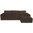 ECKSOFA Braun Chenille - Schwarz/Braun, KONVENTIONELL, Kunststoff/Textil (272/168cm) - Carryhome