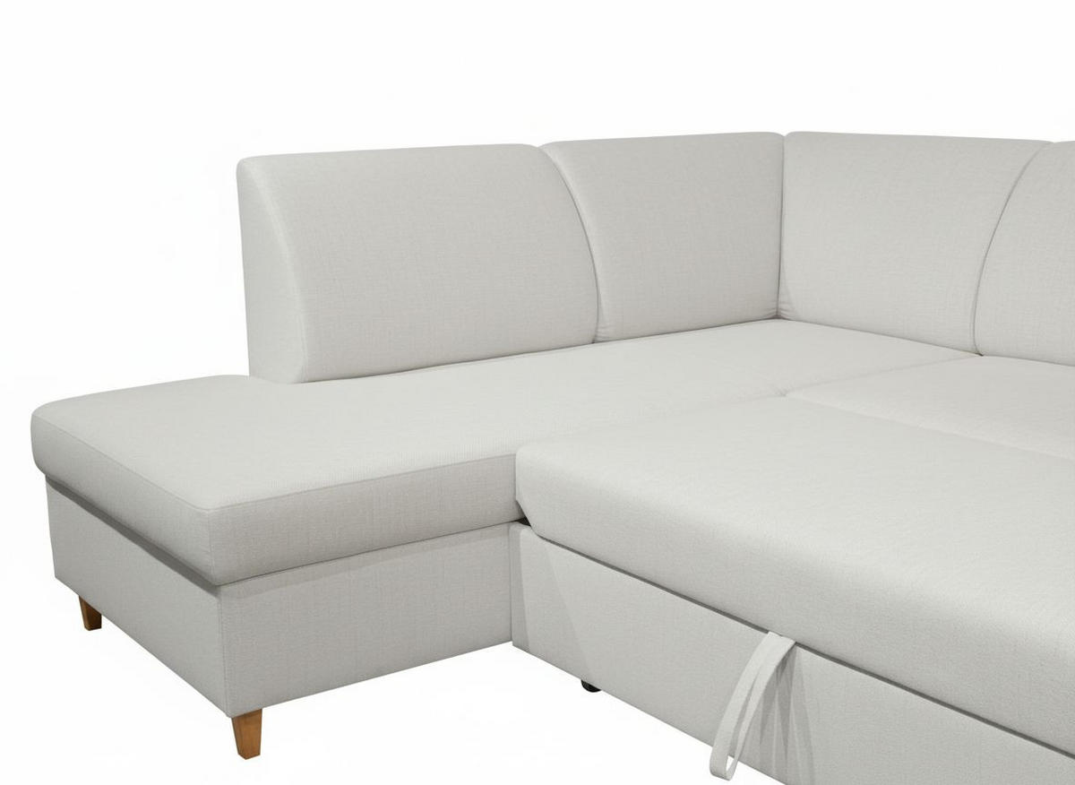 WOHNLANDSCHAFT NIKAS Creme Bouclé  - Buchefarben/Creme, Design, Holz/Textil (310/198/145cm) - MID.YOU