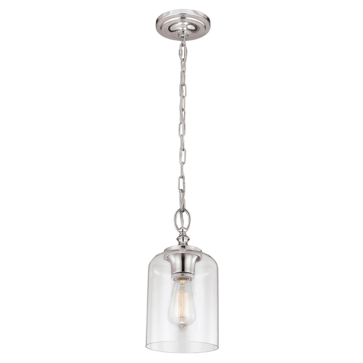 HÄNGELEUCHTE Elstead Hounslow 16.5/48.3 cm   - Nickelfarben, ROMANTIK / LANDHAUS, Glas/Metall (16.5/48.3cm) - Elstead Lighting