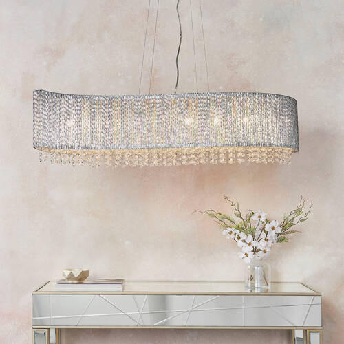 KRISTALL-HÄNGELEUCHTE 112/36/176,5 cm   - Klar/Chromfarben, KONVENTIONELL, Glas (112/36/176,5cm) - ENDON