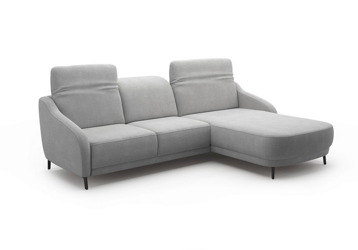 ECKSOFA BLUES V Grau Mikrofaser  - Schwarz/Grau, MODERN, Textil/Metall (271/191cm) - Sit & More