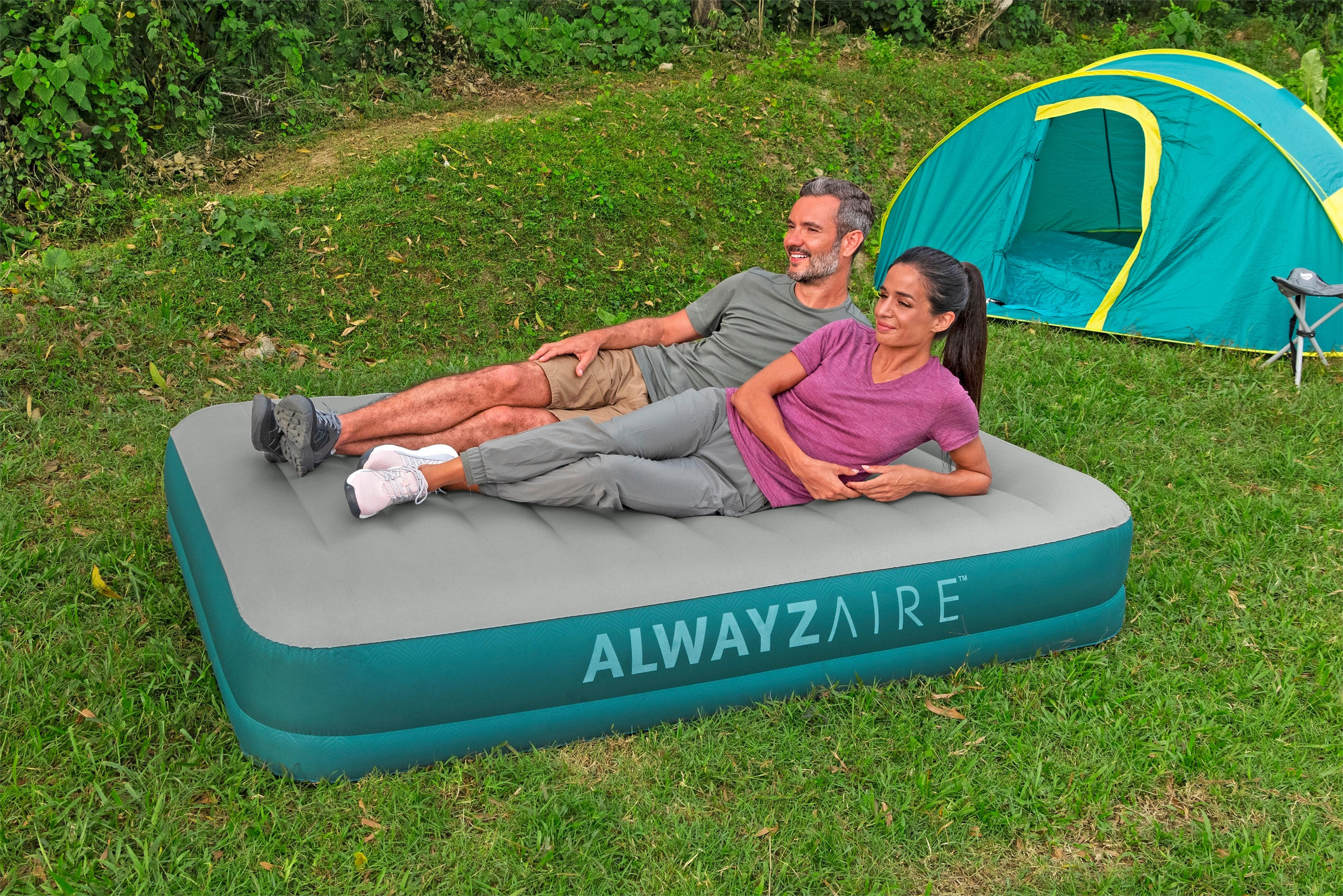 LUFTBETT ALWAYZAIRE 69078 Grau, Grün  - Grau/Grün, KONVENTIONELL, Kunststoff (203/152/36cm) - Bestway