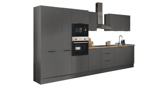KÜCHENBLOCK in Graphitfarben - Schwarz/Graphitfarben, Basics, Holzwerkstoff/Metall (370/211/60cm) - Xora