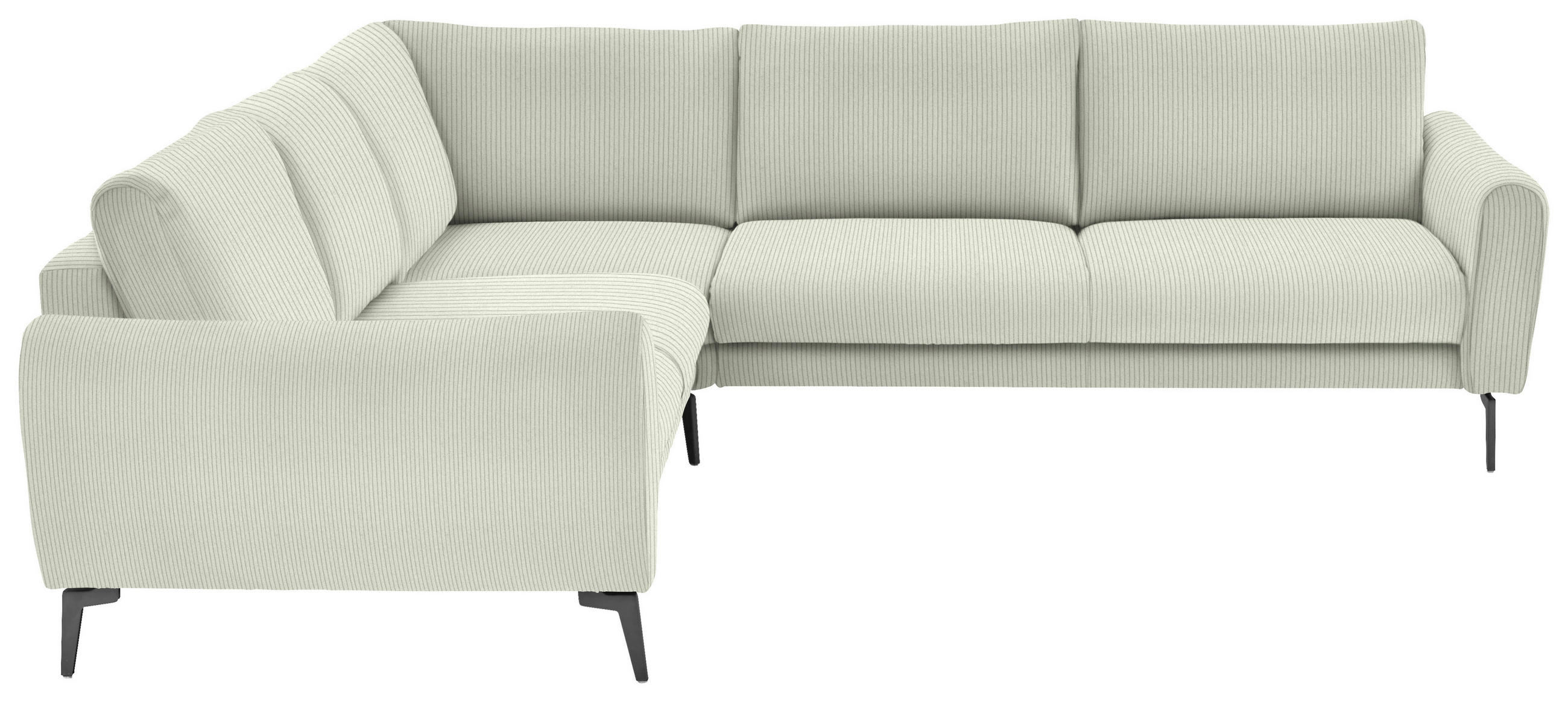 ECKSOFA in Velours, Feincord Creme  - Creme/Schwarz, Design, Textil/Metall (254/280cm) - Beldomo Style