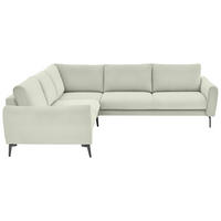 ECKSOFA in Velours, Feincord Creme  - Creme/Schwarz, Design, Textil/Metall (254/280cm) - Beldomo Style