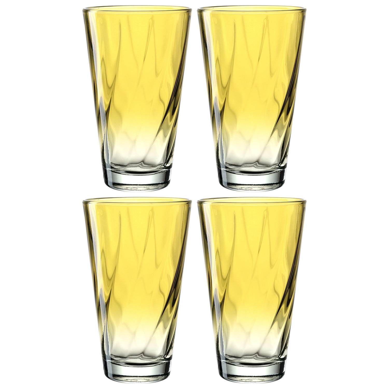 GLÄSERSET Twist 4-teilig - Gelb, Design, Glas (8,00/13,00/8,00cm) - Leonardo