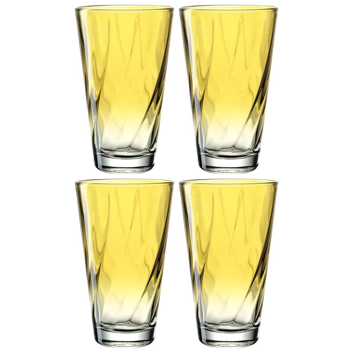 GLÄSERSET Twist 4-teilig  - Gelb, Design, Glas (8,00/13,00/8,00cm) - Leonardo