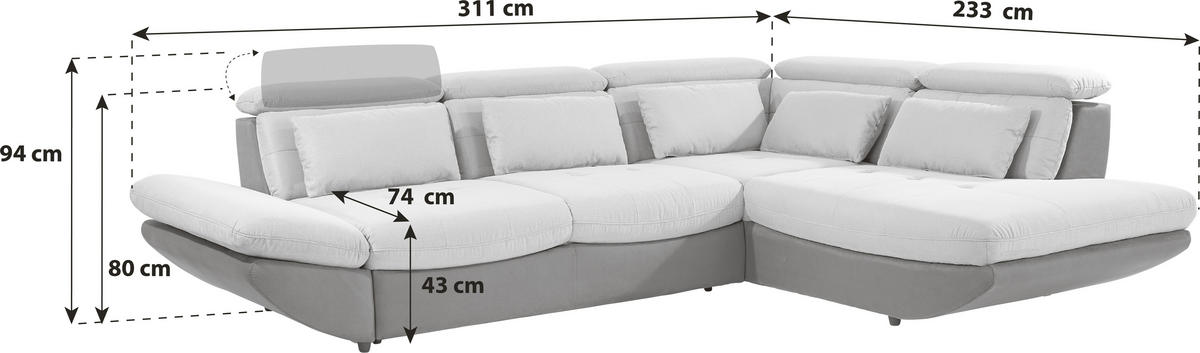 WOHNLANDSCHAFT in Webstoff Anthrazit  - Anthrazit/Schwarz, Modern, Kunststoff/Textil (233/311cm) - MID.YOU
