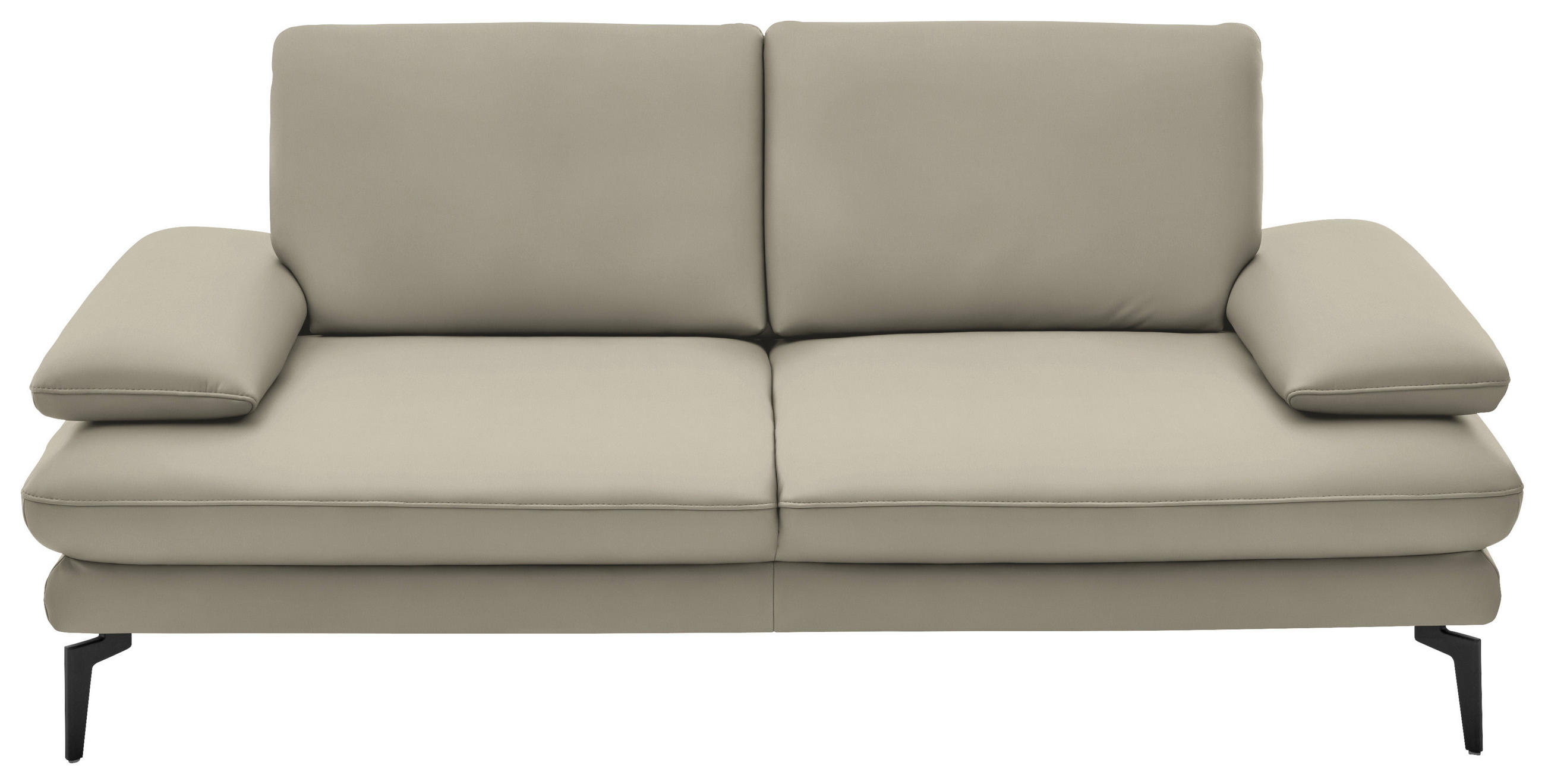 2,5-SITZER in Leder Ecru  - Ecru/Schwarz, Design, Leder/Metall (196/86/104cm) - Dieter Knoll