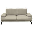 2,5-SITZER  in Echtleder Ecru   - Ecru/Schwarz, Design, Leder/Metall (196/86/104cm) - Dieter Knoll