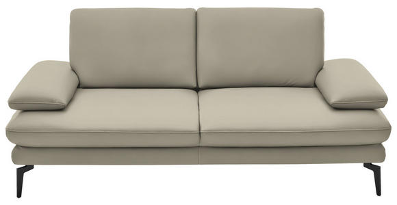 2,5-SITZER  in Echtleder Ecru   - Ecru/Schwarz, Design, Leder/Metall (196/86/104cm) - Dieter Knoll