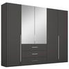 DREHTÜRENSCHRANK in Graphitfarben  - Chromfarben/Graphitfarben, Design, Glas/Holzwerkstoff (251/223/60cm) - home24