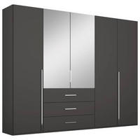 DREHTÜRENSCHRANK in Graphitfarben  - Chromfarben/Graphitfarben, Design, Glas/Holzwerkstoff (251/223/60cm) - home24