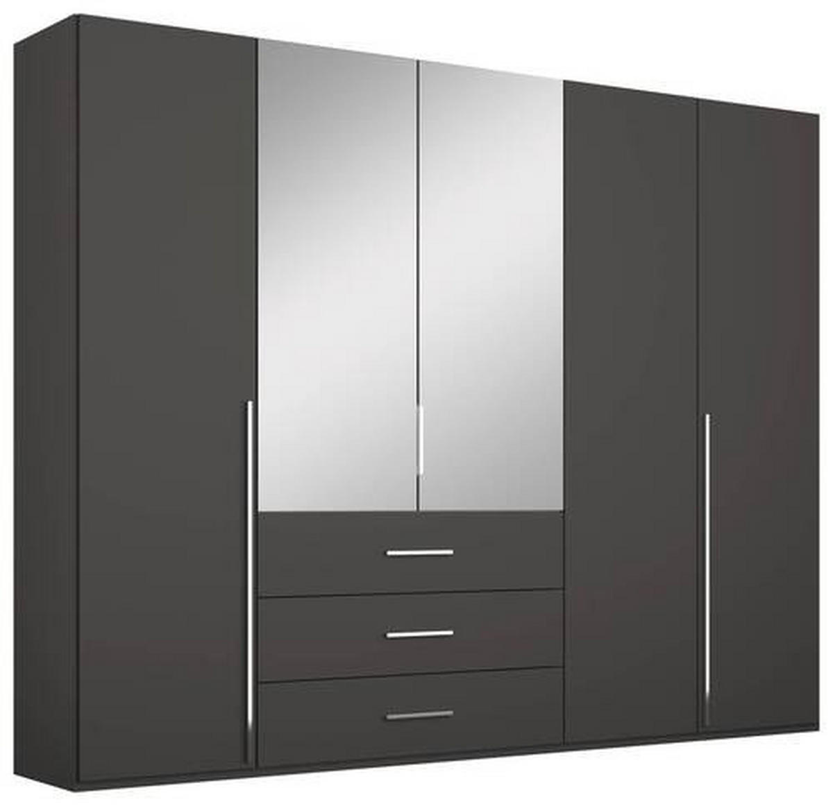 DREHTÜRENSCHRANK in Graphitfarben  - Chromfarben/Graphitfarben, Design, Glas/Holzwerkstoff (251/223/60cm) - home24