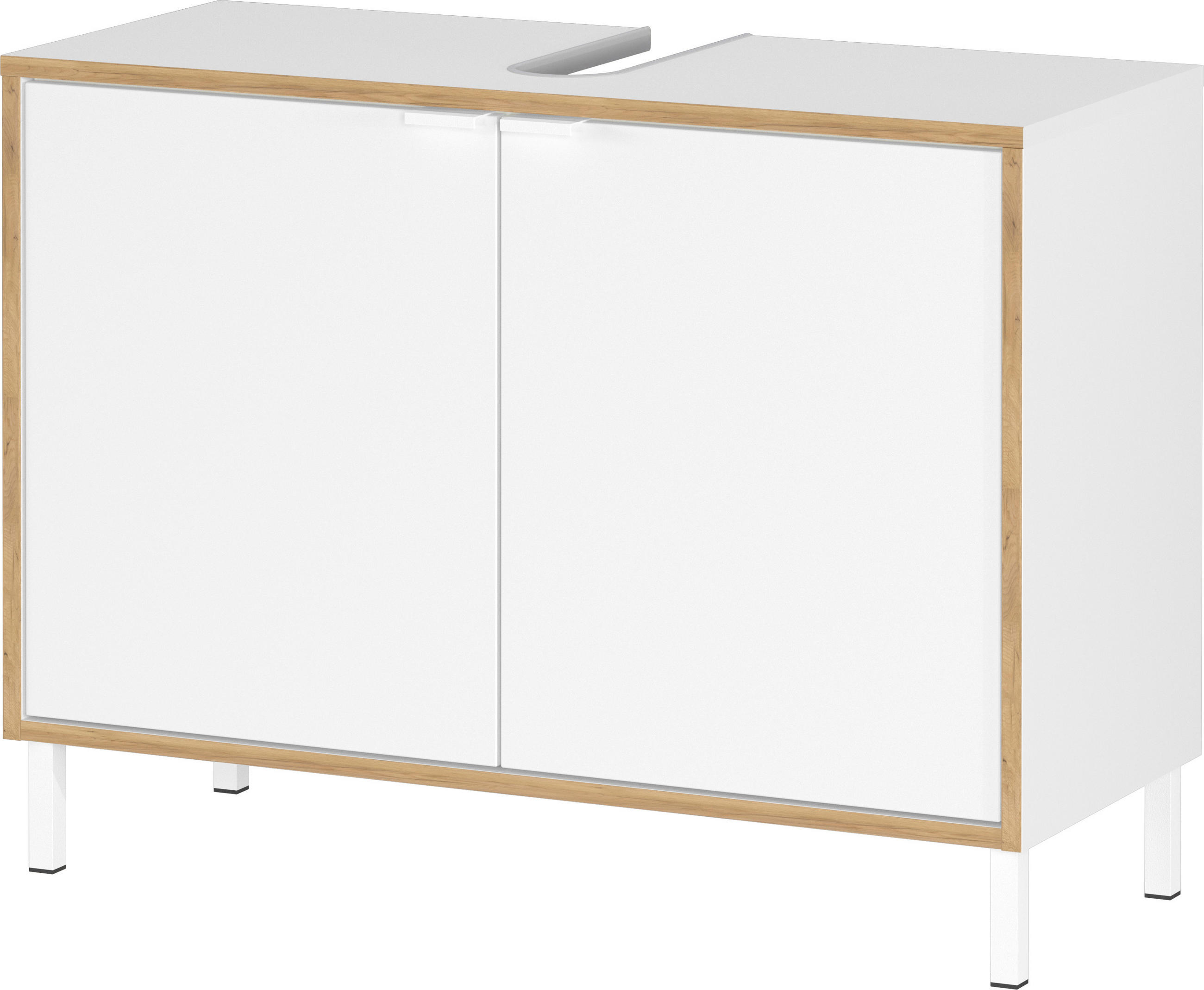 WASCHBECKENUNTERSCHRANK 80/60/35 cm  - Eichefarben/Weiß, MODERN, Holzwerkstoff/Metall (80/60/35cm) - Germania