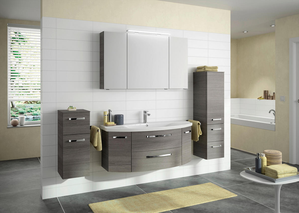 BADEZIMMER 3-teilig  in 120,5 cm  - Chromfarben/Graphitfarben, MODERN, Glas/Keramik (120,5cm) - Sadena